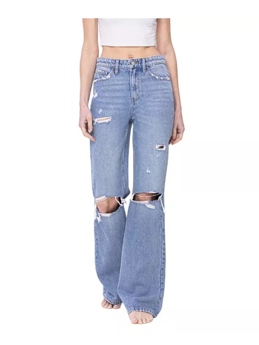 Flying Monkey Light Blue Distressed 90s vintage like flare jeans